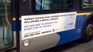 A Translink advertisement for WAVAW offering support through their crisis line
